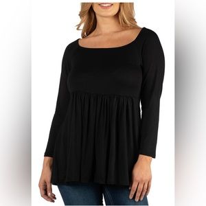 CLEARANCE SALE! 
Plus Size Long Sleeve Square Neck
Empire Waist Tunic Top